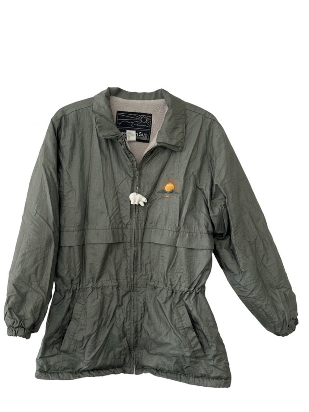 EUC Vintage Northern Sun Canada 90’s Women’s Polar Bear Windbreaker Green Size M